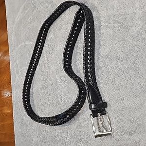 Men's Black Braided Belt. Leathertab bonded lacing. Size 46. Never worn